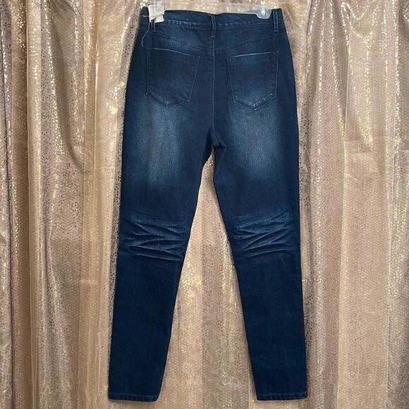 Vanilla Star dark washed/whiskered indigo skinny jeans, size 9 NWT - Picture 2 of 6
